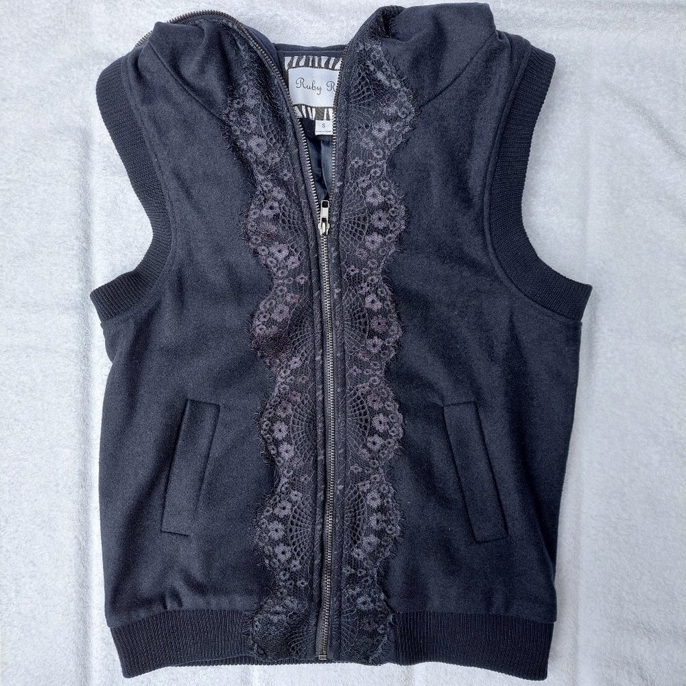 Navy lace fleece fest